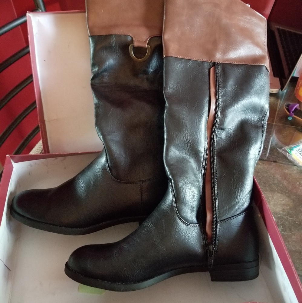 Brown and black Boots